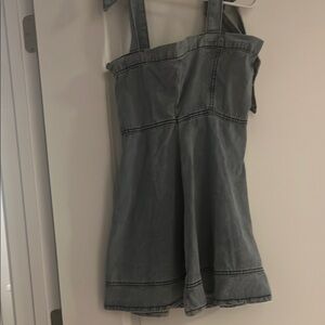 Gray Denim Strapless Dress
